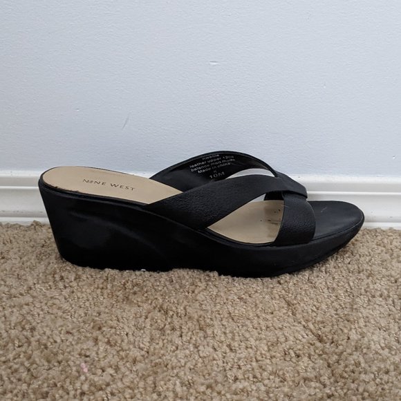 Nine West - Black "nwellie" Wedge Slip-on Sandal - Size 10 - Picture 3 of 9